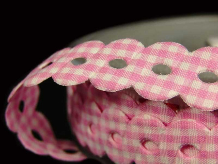 Wstążka 15mm poly PEPITO WARKOCZ róż