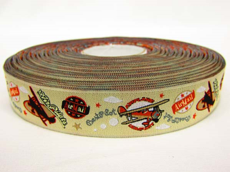 Taśma 20mm żakard SAMOLOT beż