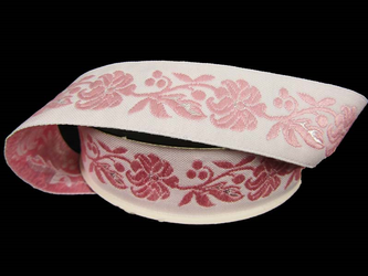 Taśma 25mm żakard KWIAT róż