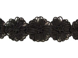 Taśma 6cm ozdobna KWIAT czarna