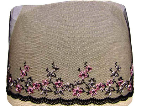Koronka 18cm tiulowa czarno-różowa