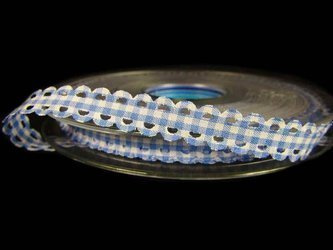 Wstążka 10mm poly WYCINANKA PEPITO błękitna