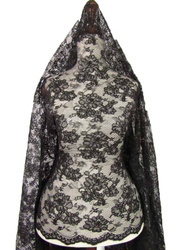 Koronka 140cm tiulowa podkład z koderem czarna