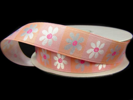 Wstążka 16mm atłas STOKROTKA róż