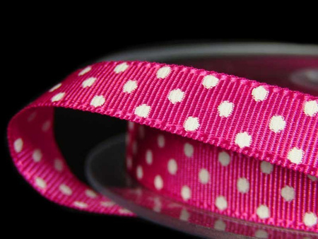 Wstążka 10mm ryps dwustronna KROPECZKA amarant