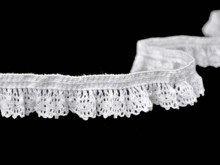 Falbanka 18mm elastyczna bawełna biała