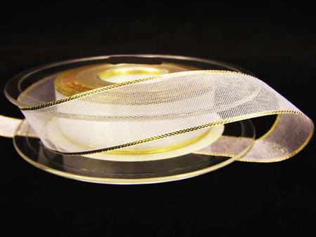 Wstążka 16mm organtyna BRZEG złoty