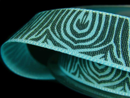 Wstążka 15mm tafta ZEBRA turkus