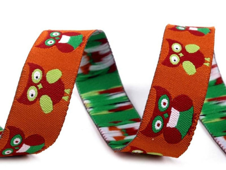 Taśma 16mm żakardowa SOWA rdza