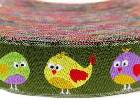 Taśma 15mm żakard WRÓBELEK khaki