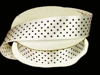 Wstążka 25mm atłas KROPECZKI ivory