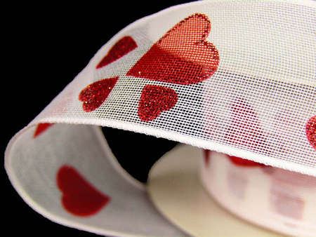 Wstążka 25mm organtyna SERCA biała