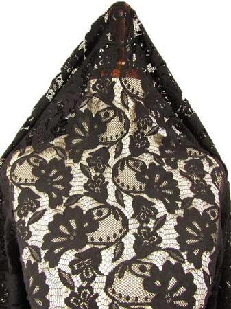 Koronka 150cm poliestrowa FLORES czarna