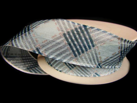 Wstążka 25mm organtyna ROMBY niebieska