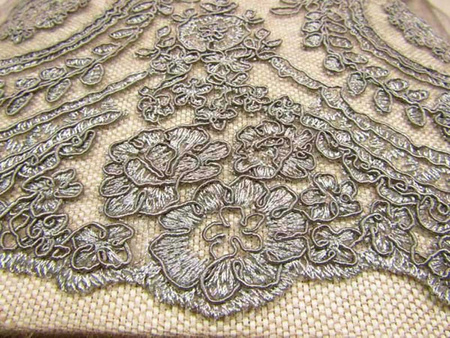 Koronka 130cm tiulowa haft & koder popiel