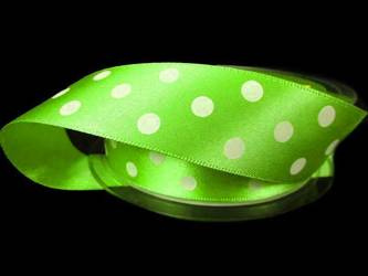 Wstążka 25mm atłas POLKA DOT pistacja