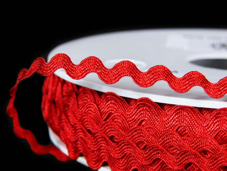 Taśma 6mm zygzak wiskoza czerwona