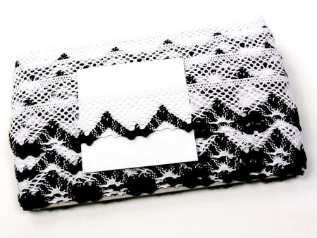 Koronka 4cm bawełniana biało-czarna