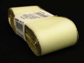 Wstążka 40mm tafta ecru-złota