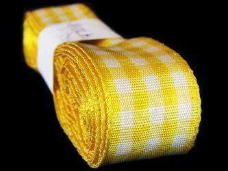 Wstążka 25mm kratka słonecznożółta