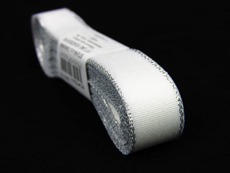 Wstążka 15mm tafta biało-srebrna