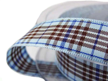 Wstążka 15mm kratka BLACKBERRY błękitna