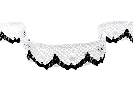 Koronka 4cm bawełniana biało-czarna