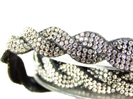 Taśma 10mm warkocz cyrkonia srebrna