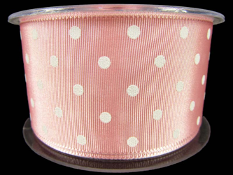 Wstążka 48mm ryps dwustronna KROPECZKA róż