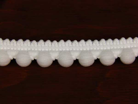 Taśma 1,5cm POMPONIK poliester biała