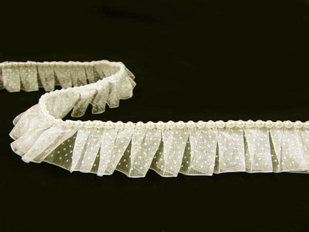 Taśma 2cm falbana organtyna & perła ecru