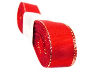 Wstążka 15mm tafta czerwono-złota