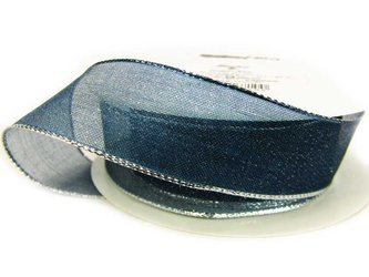 Wstążka 25mm organtyna BROKAT morska