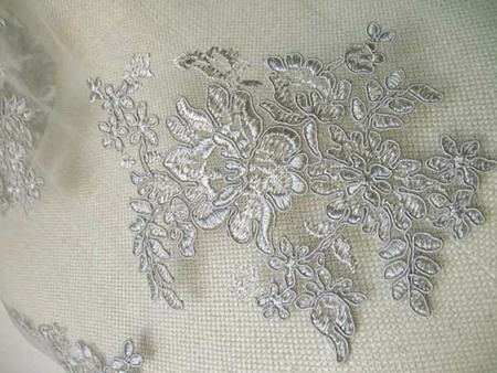 Koronka 140cm tiulowa haft koder popiel