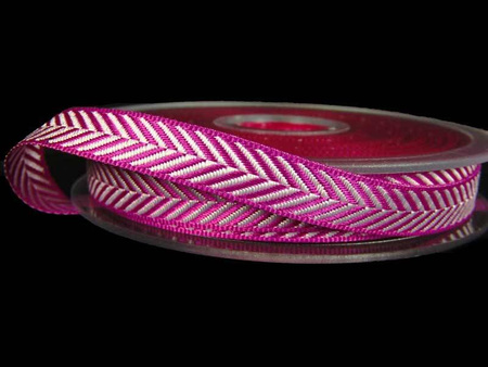 Taśma 10mm tkana HERRINGBONE fuksja