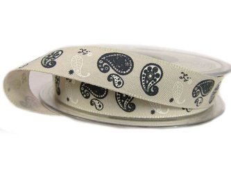 Wstążka 15mm tafta PAISLEY natural