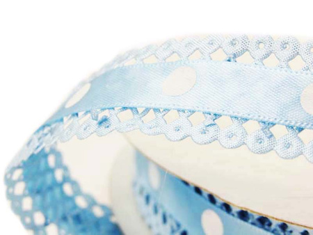 Wstążka 22mm atłas GROCHY błękitna