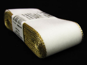 Wstążka 40mm tafta biało-złota