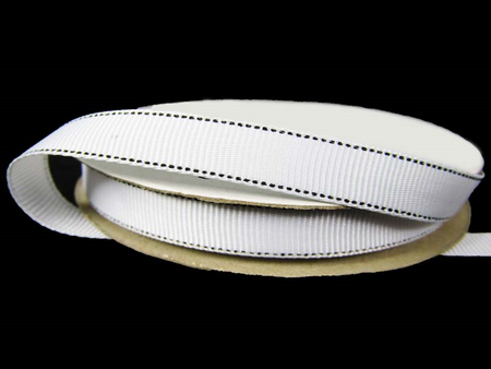 Taśma 0,9cm ryps stebnowana biała