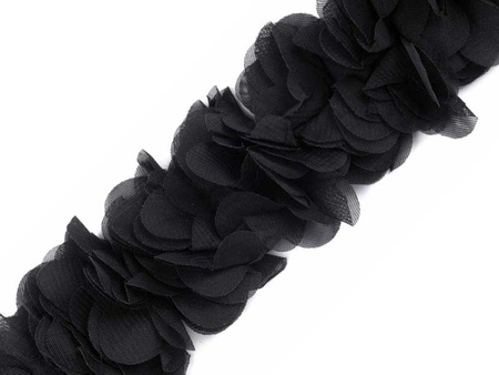 Taśma 6cm ozdobna KWIAT 3D czarna