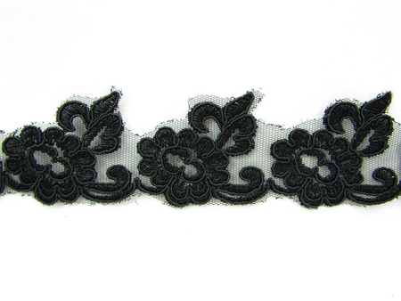 Koronka 4,5cm tiulowa czarna