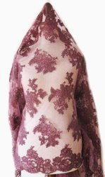 Koronka 140cm tiulowa haft z koderem red bean