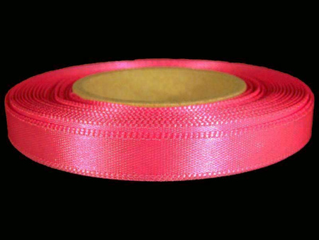 Wstążka 10mm atlas neon róż