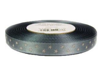 Wstążka 10mm atłas GWIAZDKA popiel