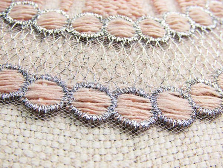 Koronka 140cm tiulowa róż brzoskwinia