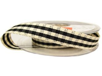 Wstążka 15mm kratka RUSTIC GINGHAM czarna