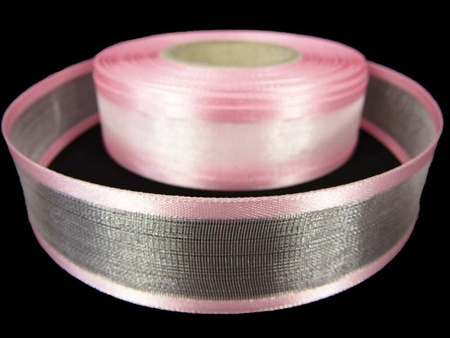 Wstążka 25mm organtyna LAMÓWKA róż