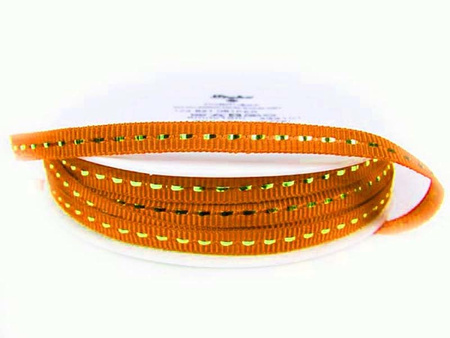 Taśma 0,5cm ryps stebnowana lurex pomarańczowo_złota