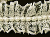 Taśma 4cm plisa koronka & perła ecru