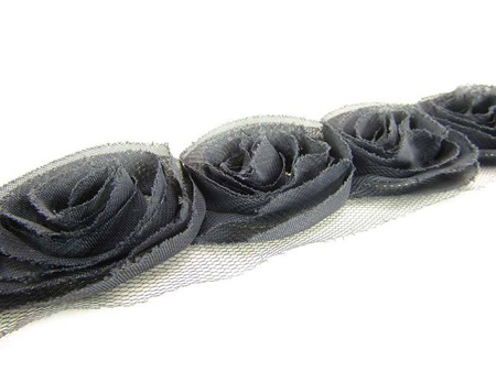 Taśma 8cm tiulowa RÓŻA grafit